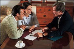 Three people meeting