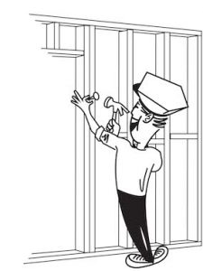 Cartoon of a man hammering a nail Cartoon of a man hammering a nail