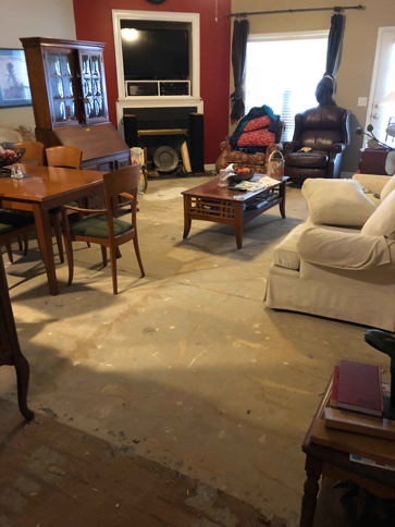 Water damage in living room