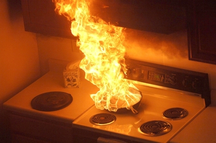 stove on fire
