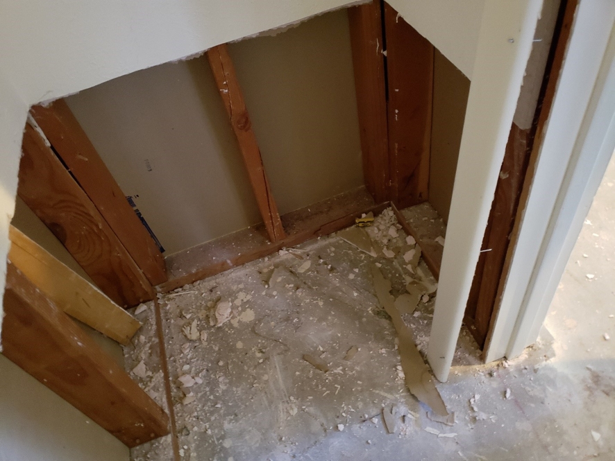 Dust and debris in wall cavity Dust and debris in wall cavity
