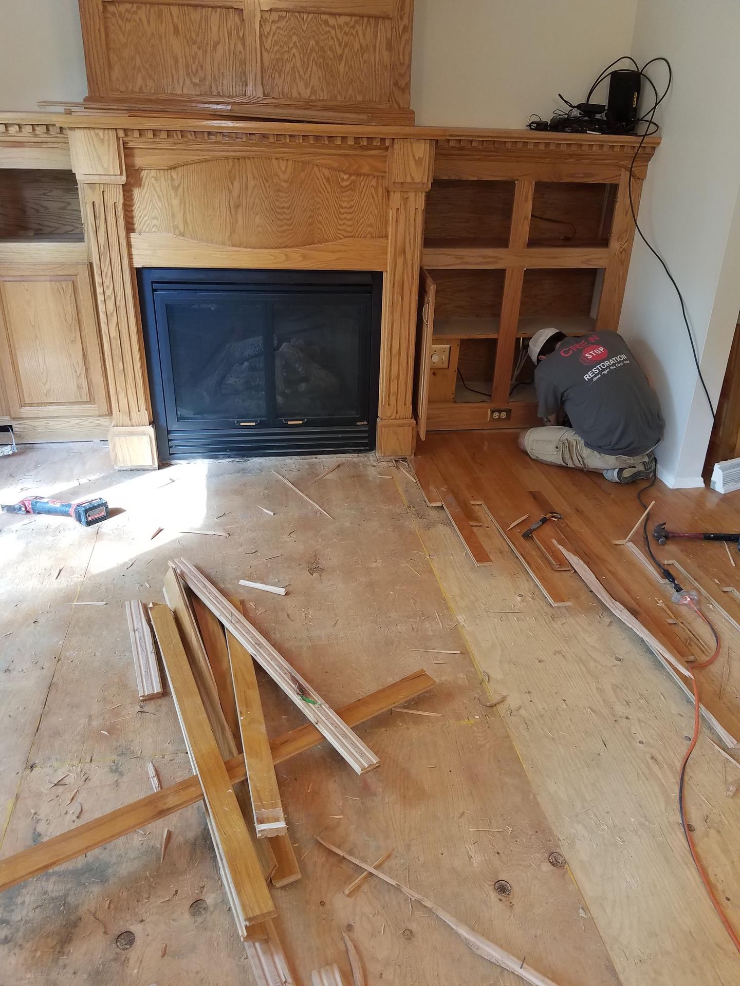 Floor boards being stripped