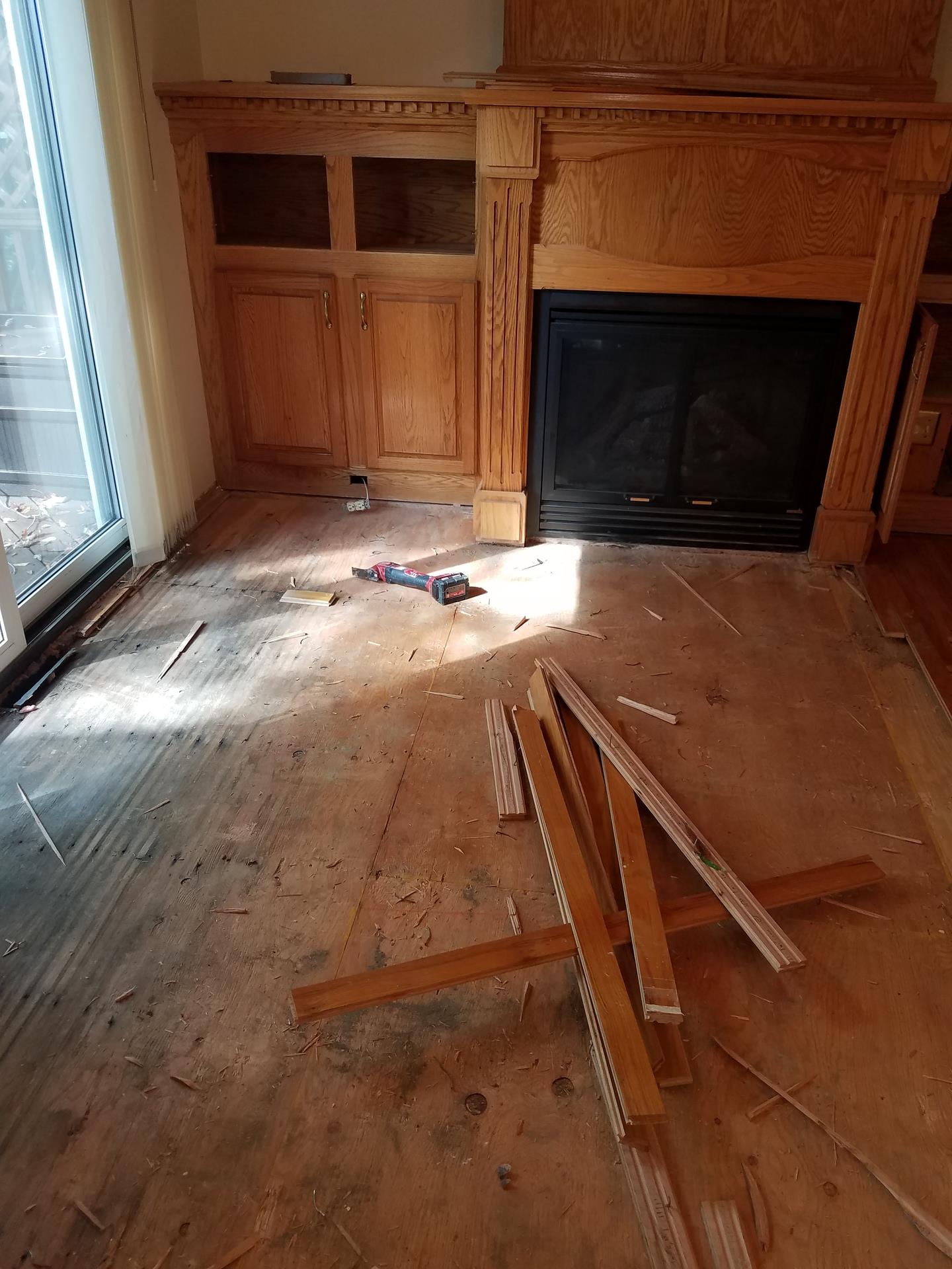 Floor boards being repaired