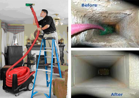Before and after air duct cleaning