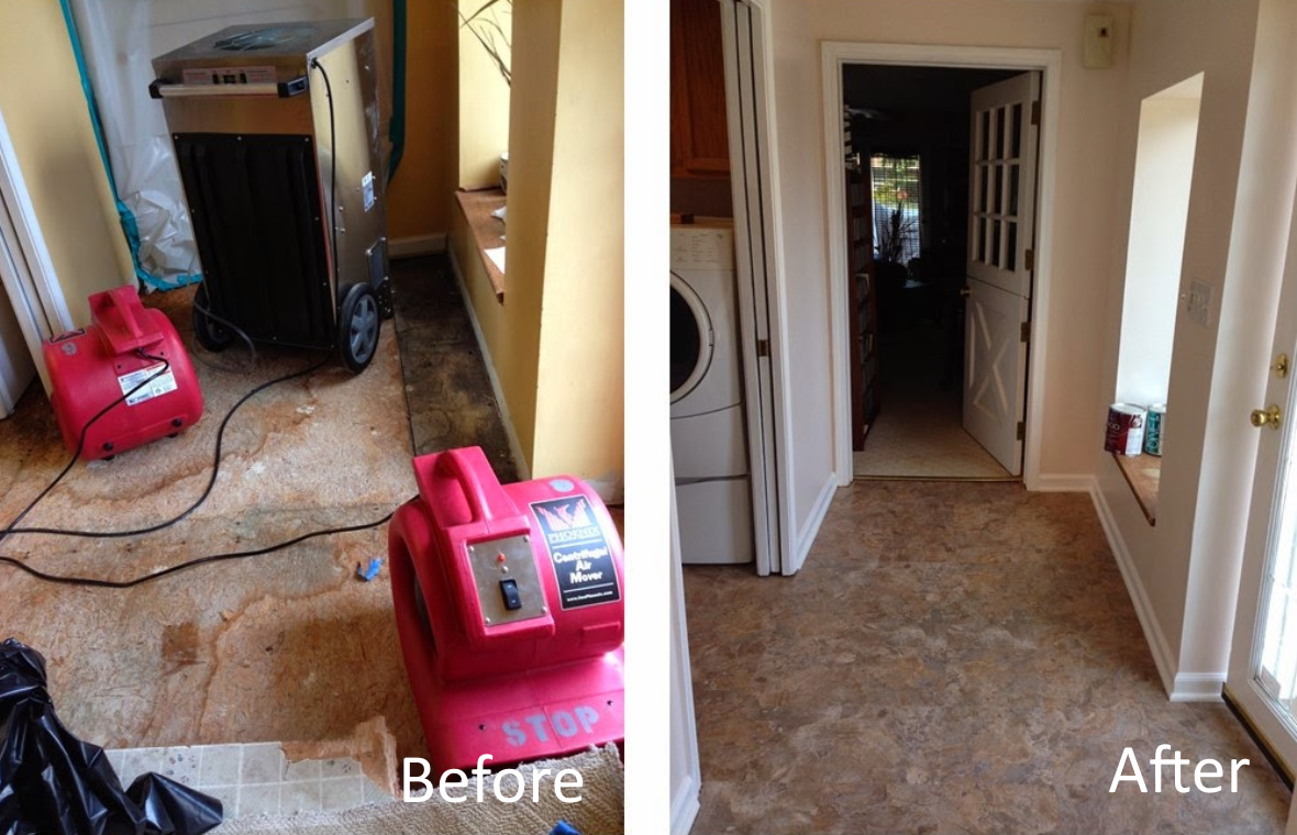 Inside Family Home Before and After Storm Damage Restoration